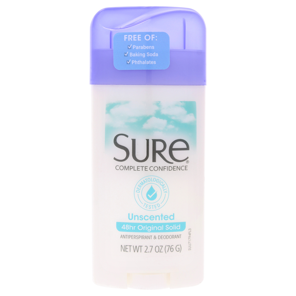 Sure Original Solid Anti-Perspirant Deodorant - Unscented For Unisex 2.7 oz